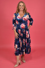 Veronica Jude Velvet Dress - Static Florals