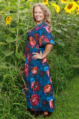 Roaring Bloom floral midi dress womens