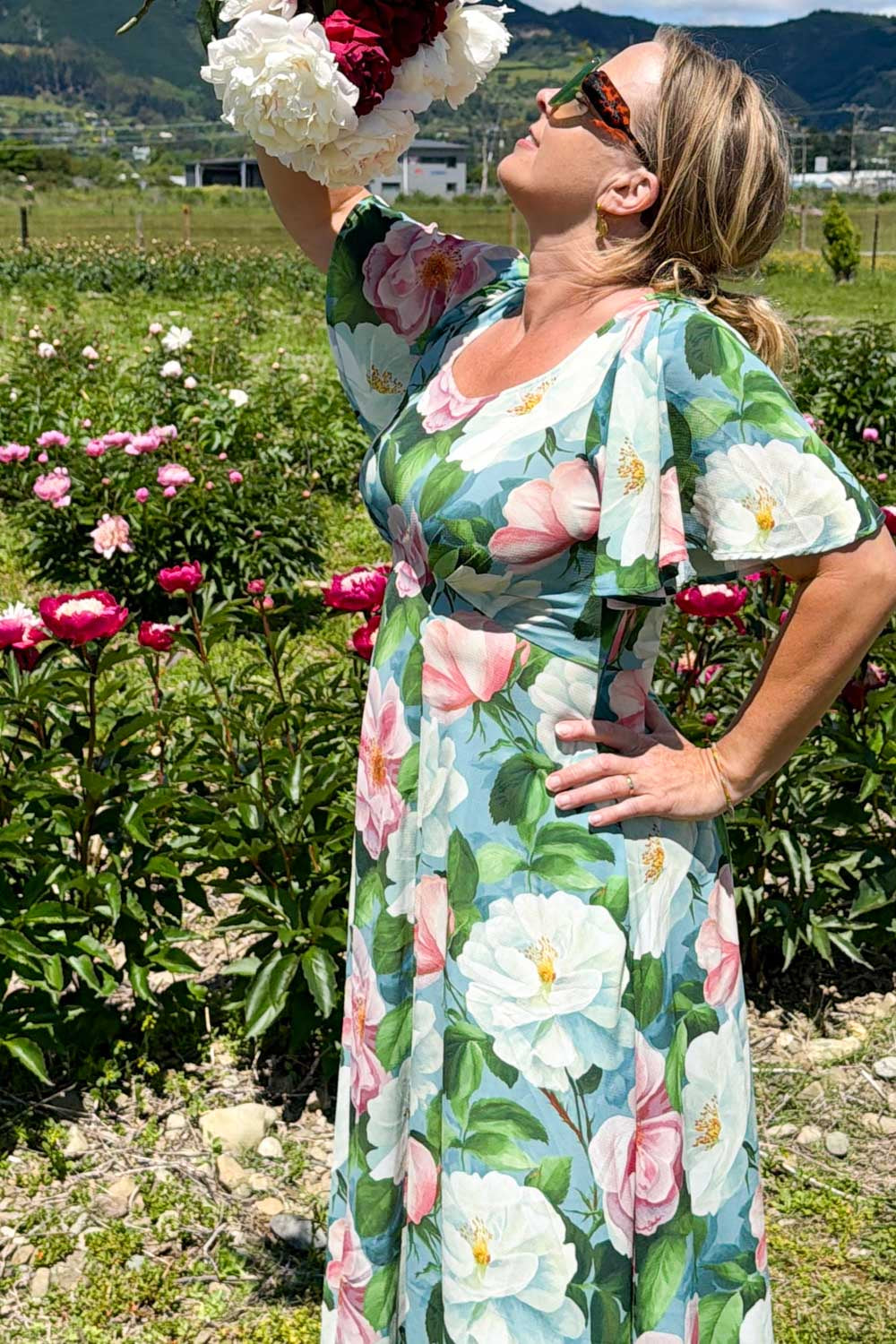 Whispering Blooms high low midi dress