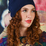 Pom Pom Cashmere Beanie - Navy