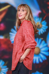 Womens knit top with elastic cuffs