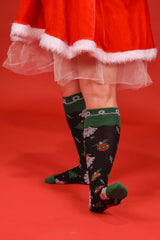 Graduated compression socks in Smiley Santa print – Annah Stretton design