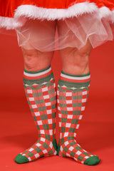 Christmas compression socks – circulation support knee-highs in Merry Plaid print
