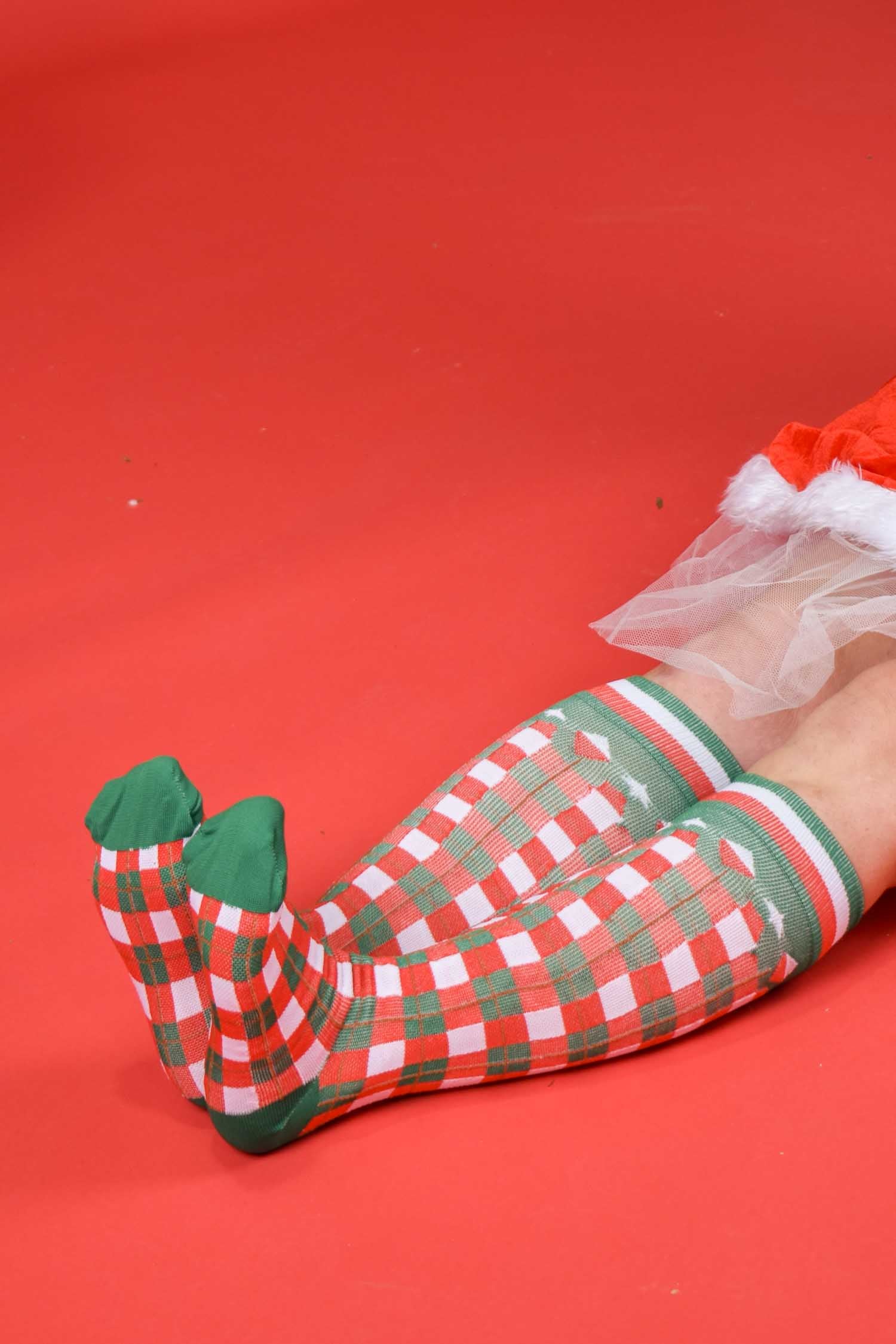 Festive compression socks packaged for Christmas gifting – Merry Plaid design