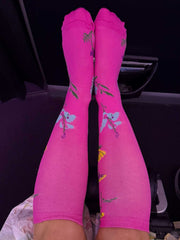 Cerise Floral Compression Socks