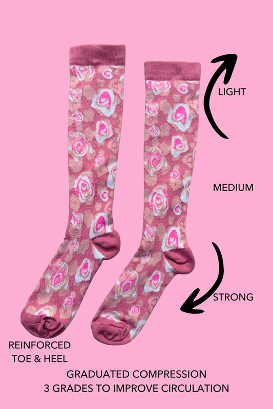 Compression Socks - Roses Scattered