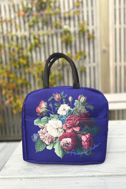 Cosmetic Insulated Travel Bag -  Navy J'adore Roses