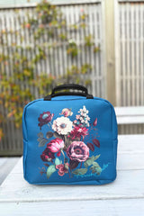 Cosmetic Insulated Travel Bag - Teal Rose Garden
