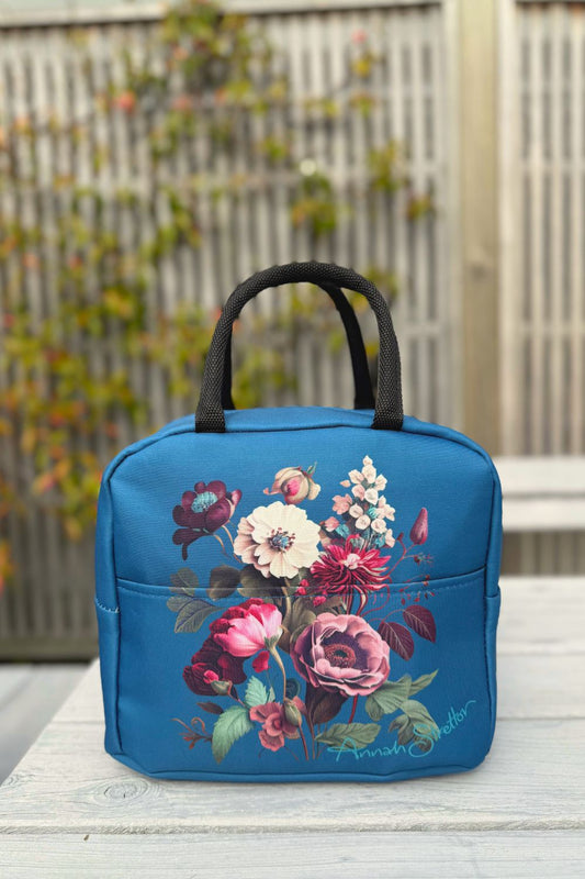 Cosmetic Insulated Travel Bag - Teal Rose Garden