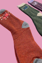 Cosy Blend Flower Party Socks - Includes Wool - Multi Pack Of 3