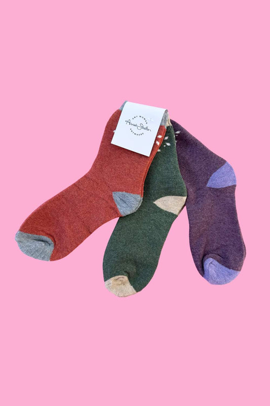 Cosy Blend Flower Party Socks - Includes Wool - Multi Pack Of 3