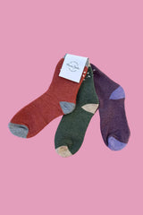 Cosy Blend Flower Party Socks - Includes Wool - Multi Pack Of 3