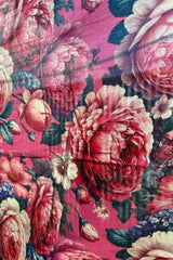 Close-up Crimson Bloom floral cotton wrap – bold floral print