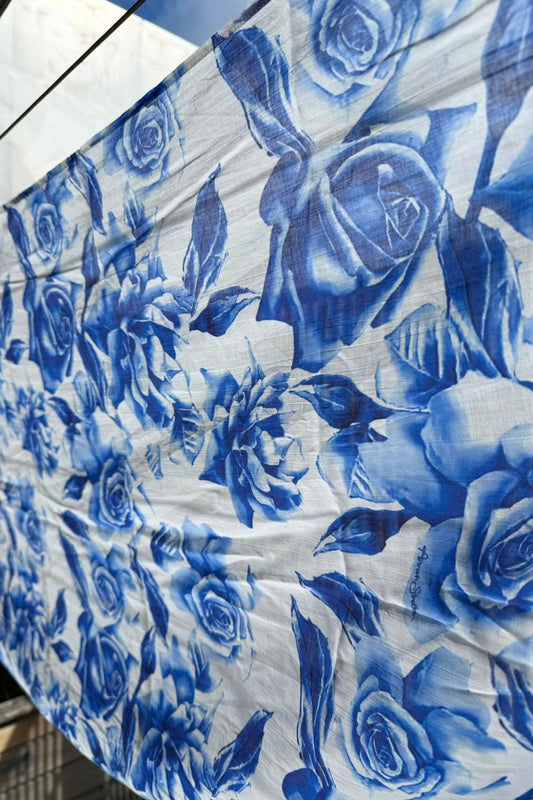 Petal Poem cotton wrap close-up – bold floral print