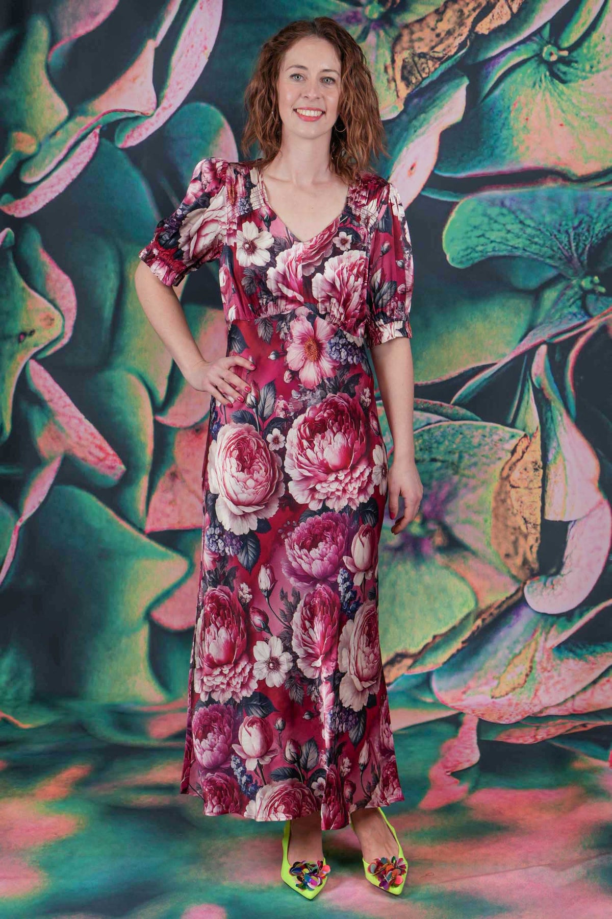 Penny Lane Dress - Crimson Bloom