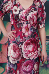 Penny Lane Dress - Crimson Bloom