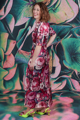 Penny Lane Dress - Crimson Bloom