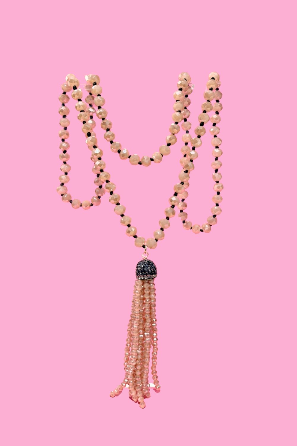 Crystal Tassel Necklace Gold detail – Annah Stretton accessories