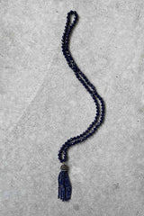 The navy Crystal Tassel necklace by Annah Stretton