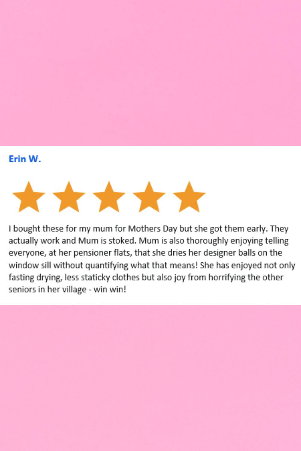 Customer review of the Annah Stretton Dryer Balls