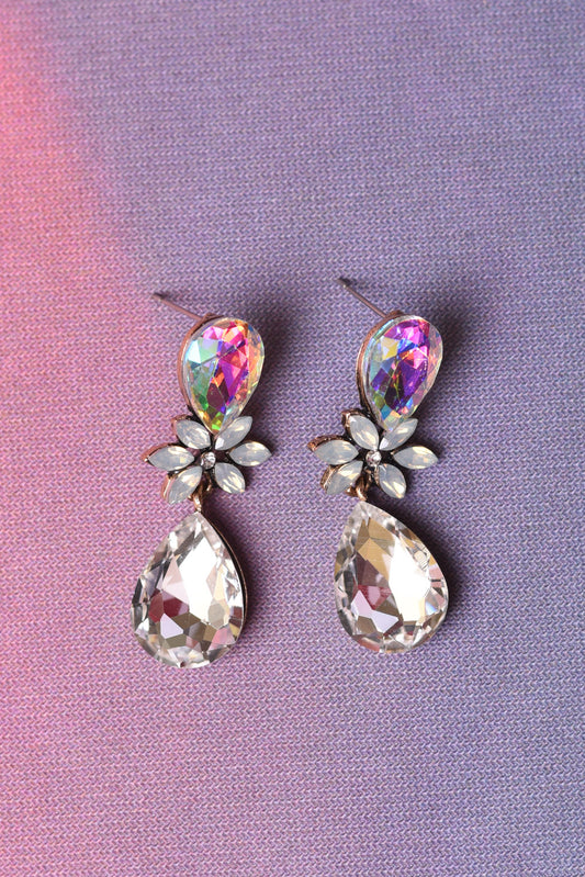 Bejewelled Drop Earrings - Crystal