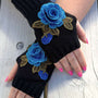 Eden Fingerless Mittens - Blue Rose