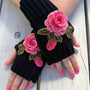 Eden Fingerless Mittens - Pink Rose