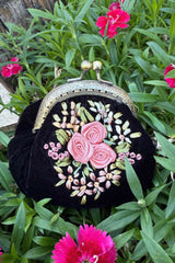 Edna Velvet Coin Purse - Black