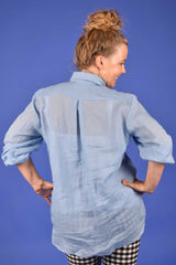 Elise Ruffle Shirt - Sky | PRE ORDER - END OCTOBER