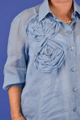 Elise Ruffle Shirt - Sky | PRE ORDER - END OCTOBER