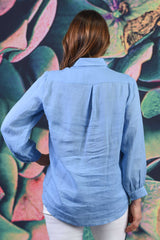 Elise Ruffle Shirt - Sky | PRE ORDER - END OCTOBER