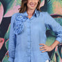 Elise Ruffle Shirt - Sky | PRE ORDER - END OCTOBER