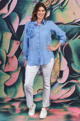 Elise Ruffle Shirt - Sky | PRE ORDER - END OCTOBER