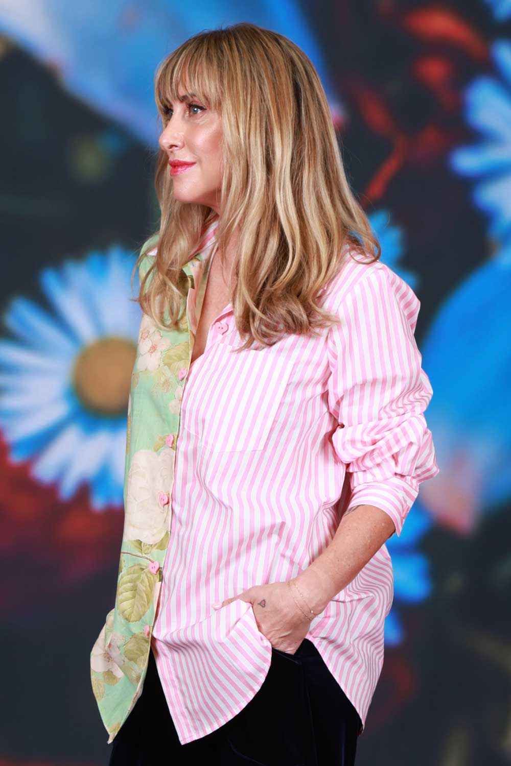 Petal Antique stripe cotton blouse womens