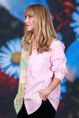 Petal Antique stripe cotton blouse womens