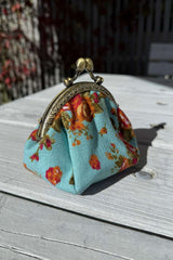 Mini Floral Coin Purse - Aqua