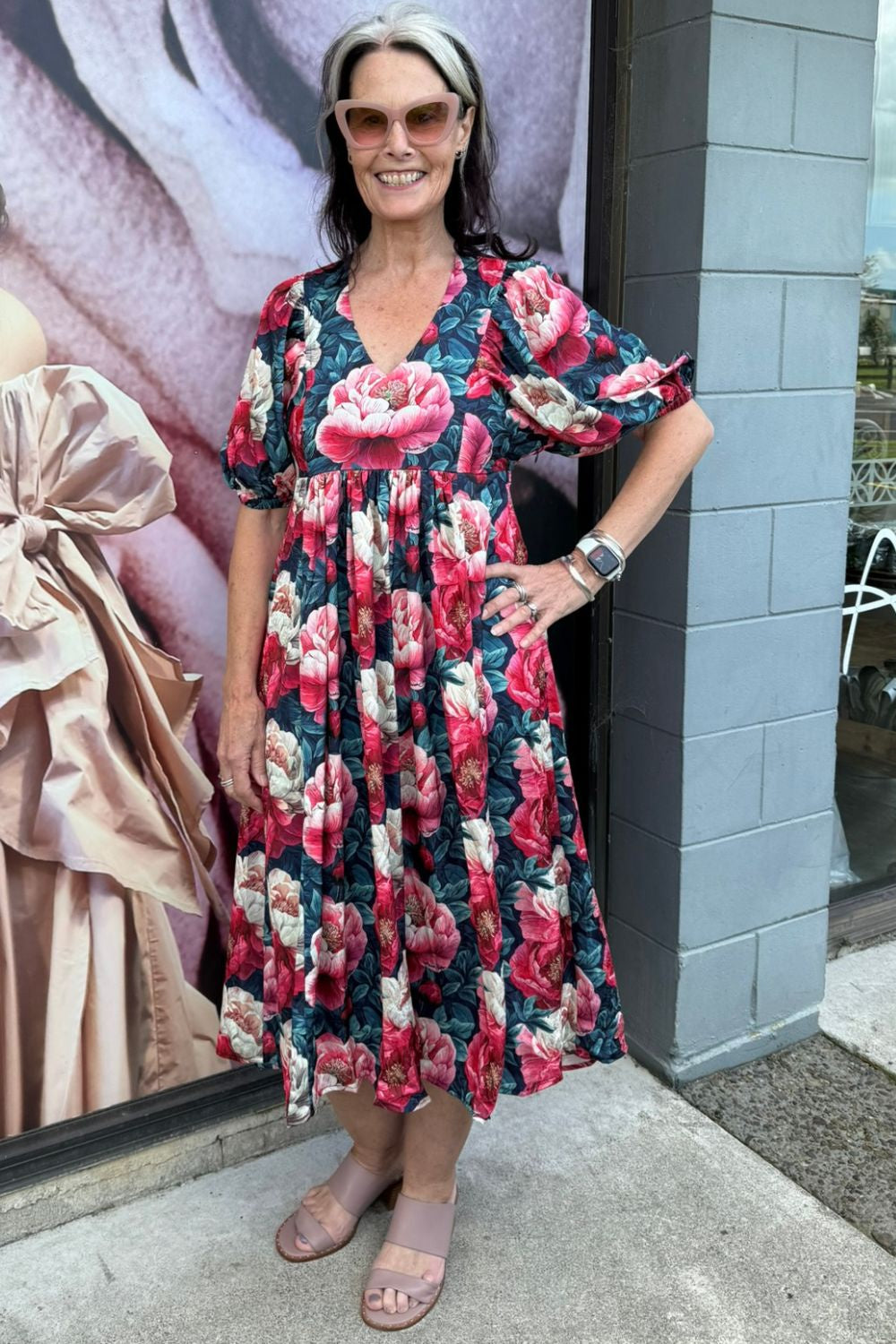 Gloria Dress – Vintage Peonies floral midi dress