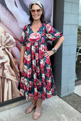 Gloria Dress – Vintage Peonies floral midi dress