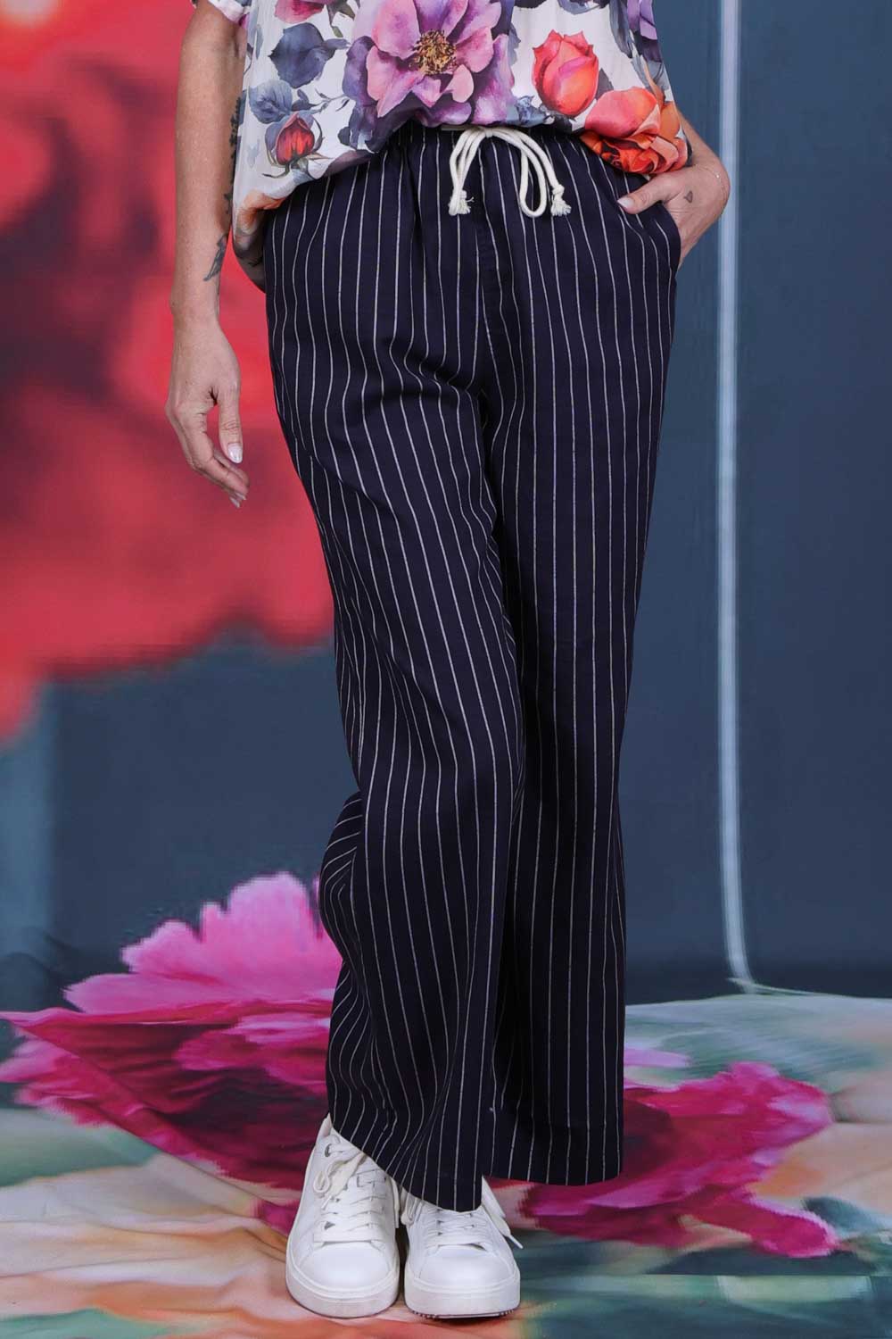 Aria Pants - Navy Stripe
