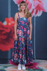 Juniper Dress Botanic Beast floral maxi dress with navy and pink botanical print by Annah Stretton