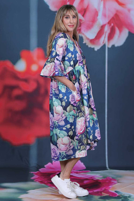 Queenie Dress - Navy Reverie