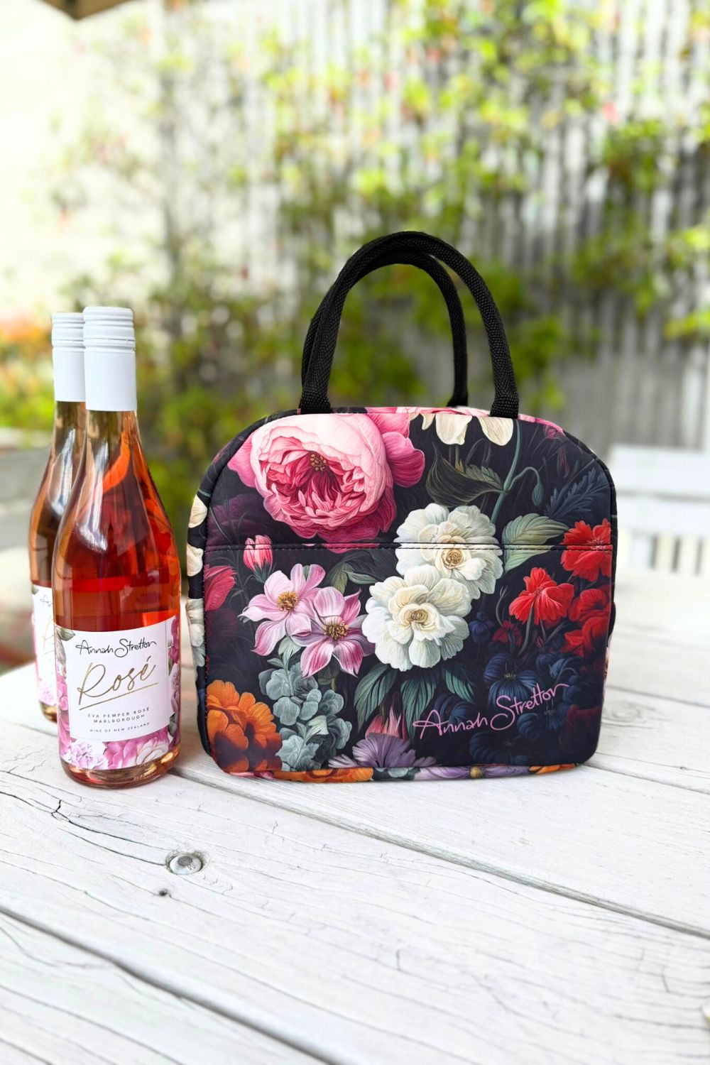 Midnight Waltz floral cooler bag