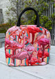 Cosmetic Insulated Travel Bag - Stripey Flamingos