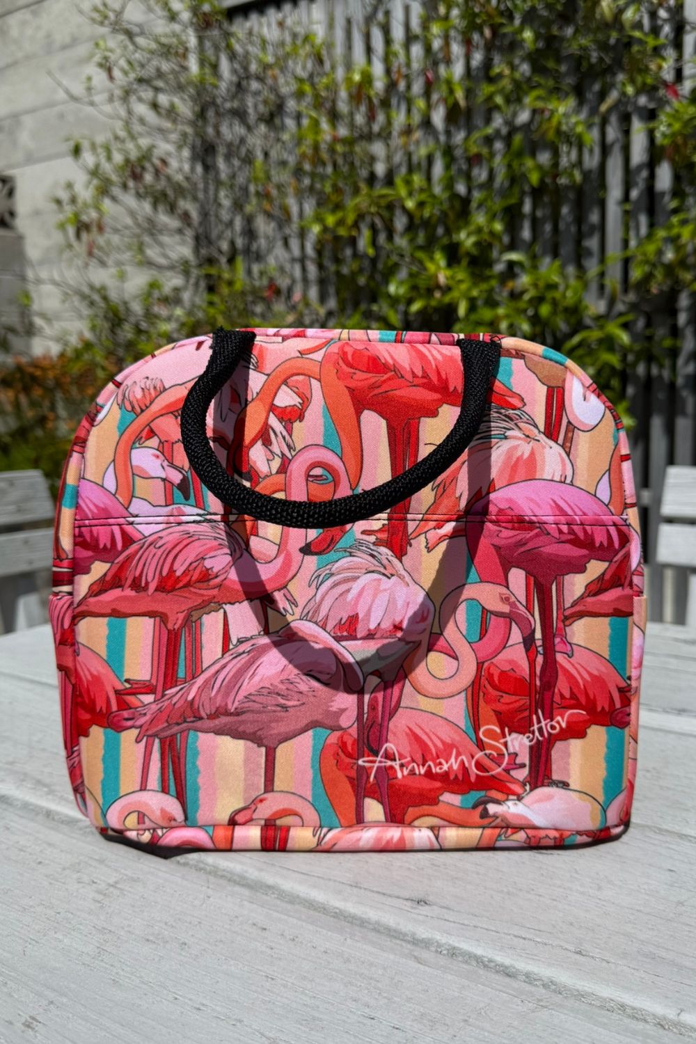 Flamingo cooler bag front view
