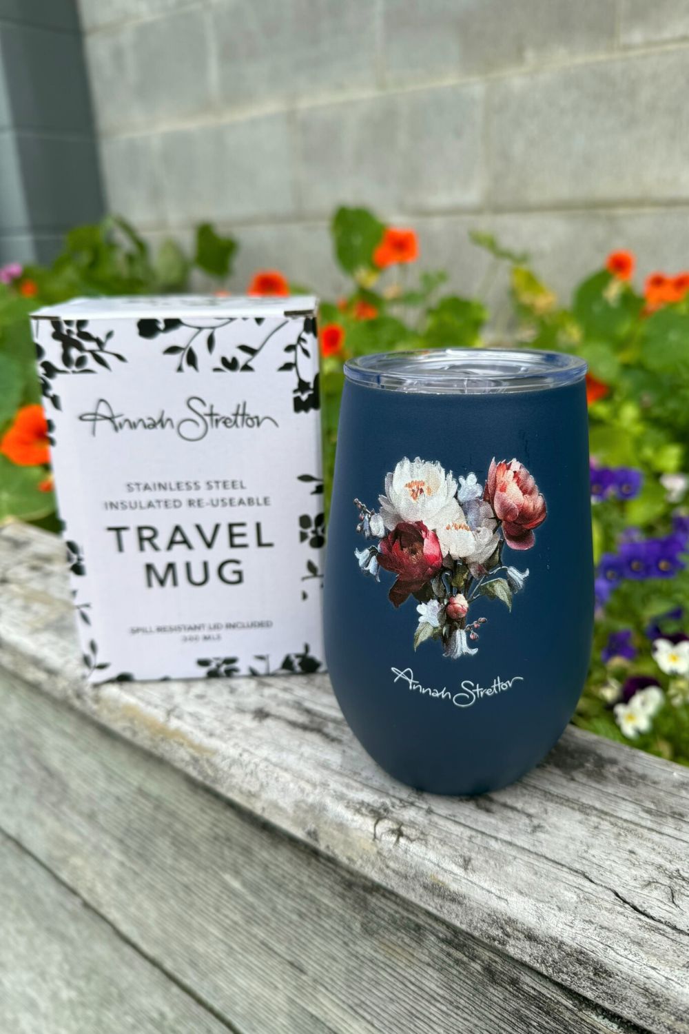 Annah Stretton Insulated Travel Mug – Midnight Bloom