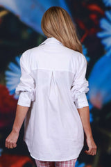 White cotton ruffle blouse heart buttons