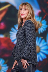 Navy V neck knit sweater women