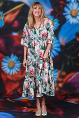 V neck frill sleeve dress Annah Stretton