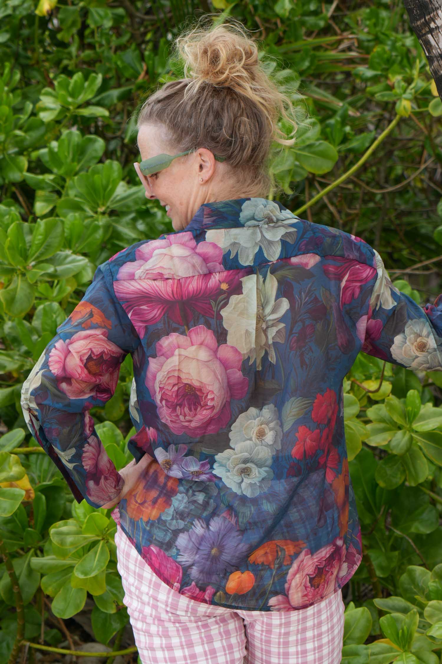 Annah Stretton Joyful World Shirt – Midnight Floral Waltz front view