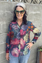 Annah Stretton Joyful World Shirt – Midnight Floral Waltz front view